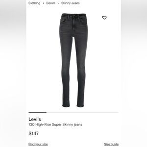 LEVI 720 high rise super skinny size 30